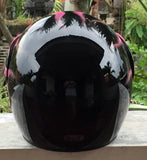 Ladies Motorcycle Skull Helmet Girl Helmet Skull Design with pink Flames