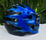 Skull Helmet Blue Fire Blue Flames Custom Helmet
