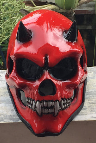 Devil Satan Hell Fire Devil Helmet 666 Damon from the Hell Halloween Mask – Custom Airbrush Helmet