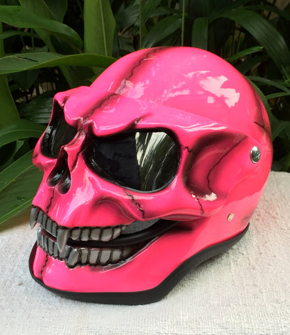 Girls Motorcycle Helmet Pretty Pink Sugar Skull Lady Helmet – Custom Airbrush Helmet
