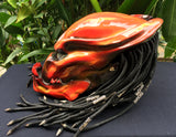 Predator Helmet MotorcycleHelmet Dreads Alien Red Flames Airbrush
