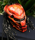 Predator Helmet MotorcycleHelmet Dreads Alien Red Flames Airbrush