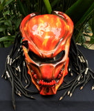 Predator Helmet MotorcycleHelmet Dreads Alien Red Flames Airbrush