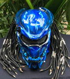 Predator 3D Classic Alien Custom Motorcycle Blue Airbrush Helmet Skull Dreadlocks