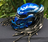 Predator 3D Classic Alien Custom Motorcycle Blue Airbrush Helmet Skull Dreadlocks