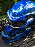 Predator 3D Classic Alien Custom Motorcycle Blue Airbrush Helmet Skull Dreadlocks