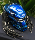Predator 3D Classic Alien Custom Motorcycle Blue Airbrush Helmet Skull Dreadlocks