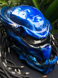 Predator 3D Classic Alien Custom Motorcycle Blue Airbrush Helmet Skull Dreadlocks