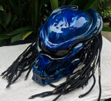 Predator 3D Classic Alien Custom Motorcycle Blue Airbrush Helmet Skull Dreadlocks