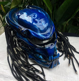 Predator 3D Classic Alien Custom Motorcycle Blue Airbrush Helmet Skull Dreadlocks