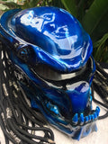 Predator 3D Classic Alien Custom Motorcycle Blue Airbrush Helmet Skull Dreadlocks