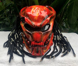 Predator Helmet MotorcycleHelmet Dreads Alien Red Flames Airbrush
