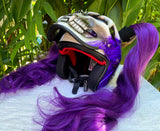 Girls Motorcycle Helmet Skull Ponytail Ghost Rider Purple Rain