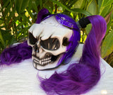 Girls Motorcycle Helmet Skull Ponytail Ghost Rider Purple Rain