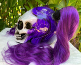Girls Motorcycle Helmet Skull Ponytail Ghost Rider Purple Rain