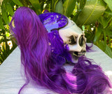 Girls Motorcycle Helmet Skull Ponytail Ghost Rider Purple Rain