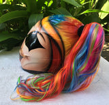 Harley Quinn Rainbow Ponytails Girls Cute Motorcycle Helmet Custom