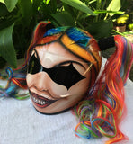 Harley Quinn Rainbow Ponytails Girls Cute Motorcycle Helmet Custom