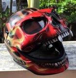 Burning Skull Hellfire Motorcycle Helmet Airbrushed Red Flames