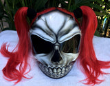 Girls Helmet Skull Helmet Sugar Skull Custom Airbrush Helmet Pigtails
