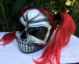 Girls Helmet Skull Helmet Sugar Skull Custom Airbrush Helmet Pigtails
