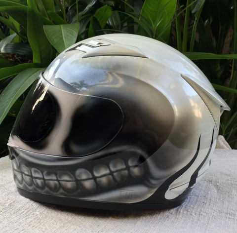 fancy motorcycle helmets for sale Bad Ass Skull Smiley Custom Helmet Big Smile Motorcycle Helmet – Custom Airbrush Helmet