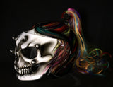 Skull DOT Helmet Ponytail Rainbow Hair Custom Helmet Goro Style Airbrush