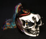 Skull DOT Helmet Ponytail Rainbow Hair Custom Helmet Goro Style Airbrush
