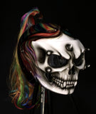 Skull DOT Helmet Ponytail Rainbow Hair Custom Helmet Goro Style Airbrush
