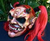 Witch Girls Custom Demon Satan Pigtails Ponytails Old Witch Demon Helmet