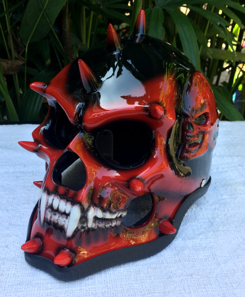 Mohawk meets Skull Punk Blood Monster 3D Helmet Death Mask Grim Reaper – Custom Airbrush Helmet