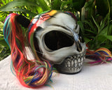 Rainbow Pigtail Girls Skull Helmet Sugar Skull Cute Biker Girls Helmet