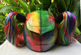 Rainbow Pigtail Girls Skull Helmet Sugar Skull Cute Biker Girls Helmet