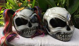 Rainbow Pigtail Girls Skull Helmet Sugar Skull Cute Biker Girls Helmet