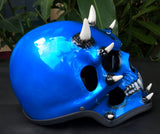 Monster Blue Beast On Fire Metallic Skull Helmet