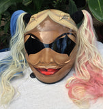 Harley Quinn Dark Teint Helmet The Joker Girls Helmet Blonde Ponytails
