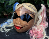 Harley Quinn Dark Teint Helmet The Joker Girls Helmet Blonde Ponytails