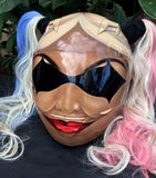 Harley Quinn Dark Teint Helmet The Joker Girls Helmet Blonde Ponytails