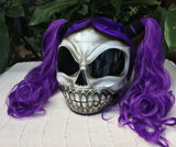 Girls Helmet Purple Rain Skull White Walker Cute Ponytails Amazing Purple