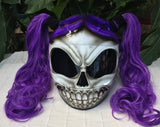 Girls Helmet Purple Rain Skull White Walker Cute Ponytails Amazing Purple