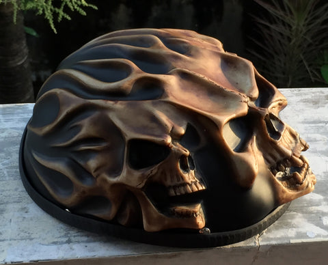 Low Profil Cruiser Half Motorcycle Helmet Skull Death Fire Skulls