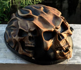 Low Profil Cruiser Half Motorcycle Helmet Skull Death Fire Skulls