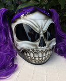 Girls Helmet Purple Rain Skull White Walker Cute Ponytails Amazing Purple