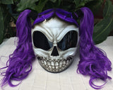Girls Helmet Purple Rain Skull White Walker Cute Ponytails Amazing Purple