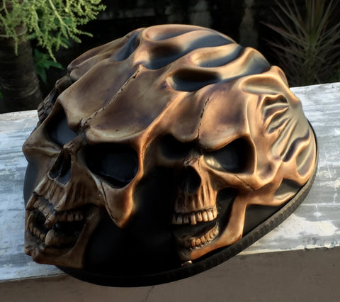 Low Profil Cruiser Half Motorcycle Helmet Skull Death Fire Skulls