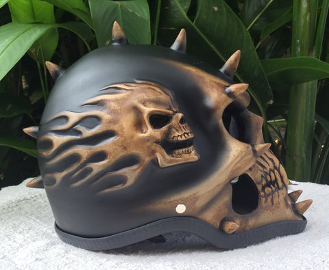gothic design motorcycle open helmets Amazing Motorcycle Helmet Mohawk Punk Monster 3D Classic Antique Brown – Custom Airbrush Helmet