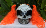 Girls Helmet Skull White Walker Sugar Skull Cute Ponytails Amazing Orange