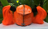 Girls Helmet Skull White Walker Sugar Skull Cute Ponytails Amazing Orange