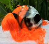 Girls Helmet Skull White Walker Sugar Skull Cute Ponytails Amazing Orange