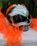 Girls Helmet Skull White Walker Sugar Skull Cute Ponytails Amazing Orange